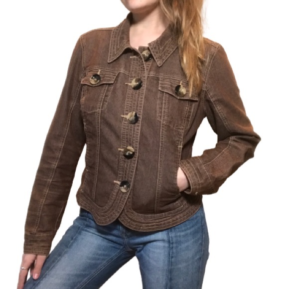 DRESSBARN Brown Fade Jean Button Down Jacket - Picture 1 of 6